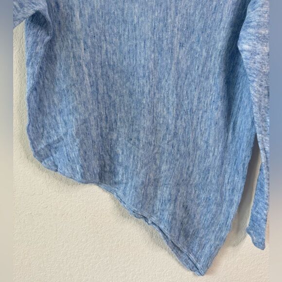 Eileen Fisher Women’s S Blue 100% Linen Asymmetrical Lightweight Sweater Top‎ - Picture 3 of 5